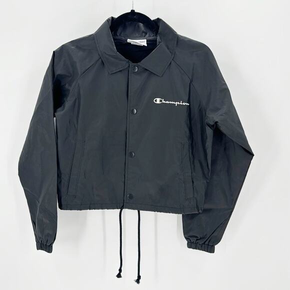 Champion Jackets & Blazers - Champion Authentic Cropped Coaches Jacket black lined windbreaker size XS